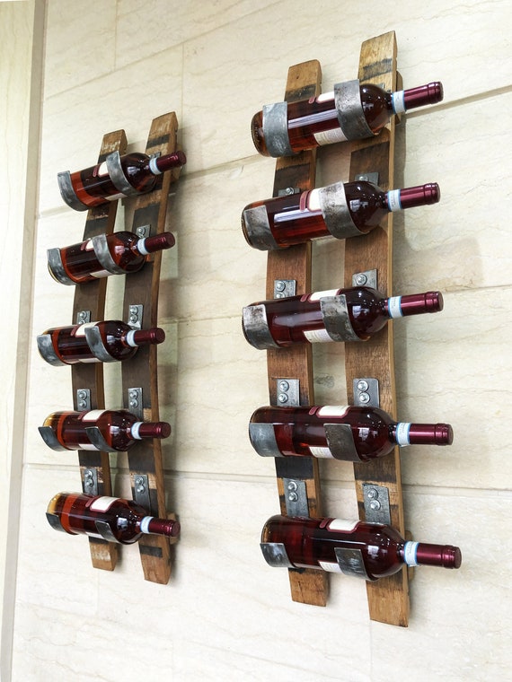 Hipiwe Wall Mounted Wine Rack Set Of 6 - Metal Wine Bottle Display Holders For Home Bar