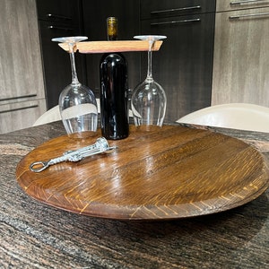 Rotating Wine Barrel Lazy Susan (Wine Barrel Furniture-Whiskey Barrel-Barrel Furniture -Wine Barrel Accessories -Wine Barrel Gifts)