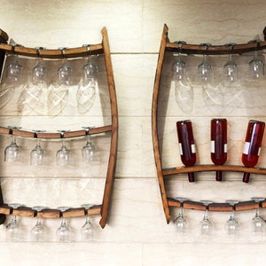 2 X Trio Pack: Wine Barrel Trio Bottle Trio Glass Display wine Rack ...