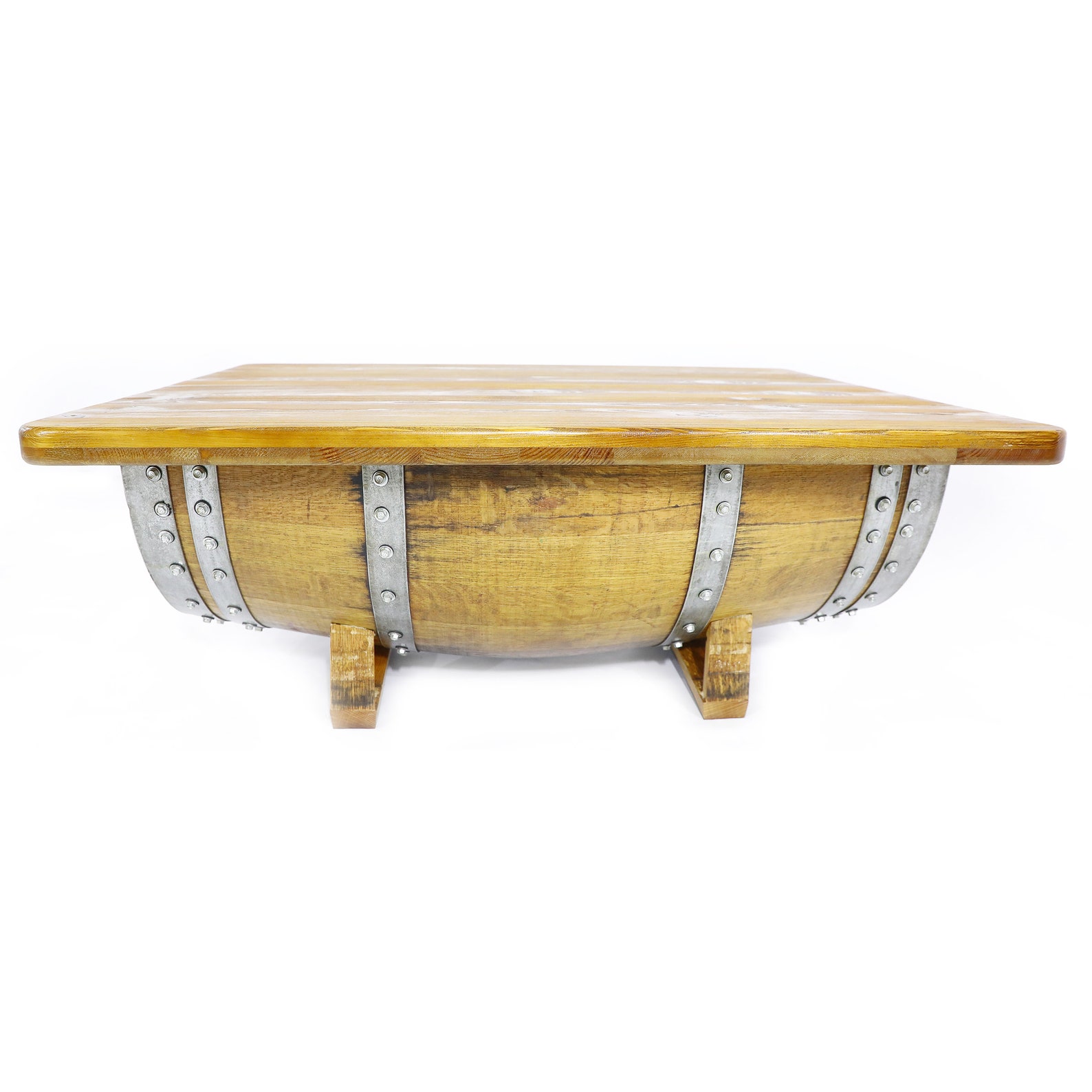 Wine Barrel Coffee Table Solid Wood Top Etsy