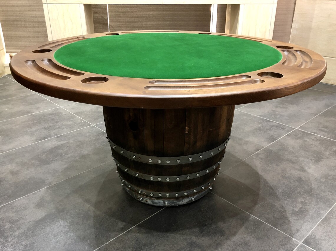 Wine Barrel Poker Set 6Chair Game Table Set Etsy