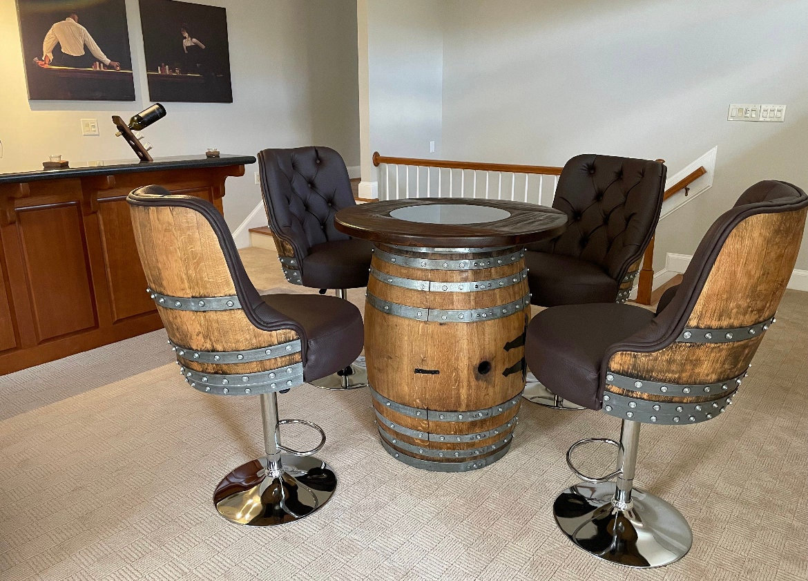 Wine barrel bar chairs deals