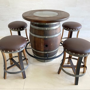 DIY Wine-Bourbon-Whiskey Bistro Kit (Barrel Not Included) (Bar Stool - Pub Stool - Whiskey Barrel Bar Stool - Whiskey Barrel Table Top)