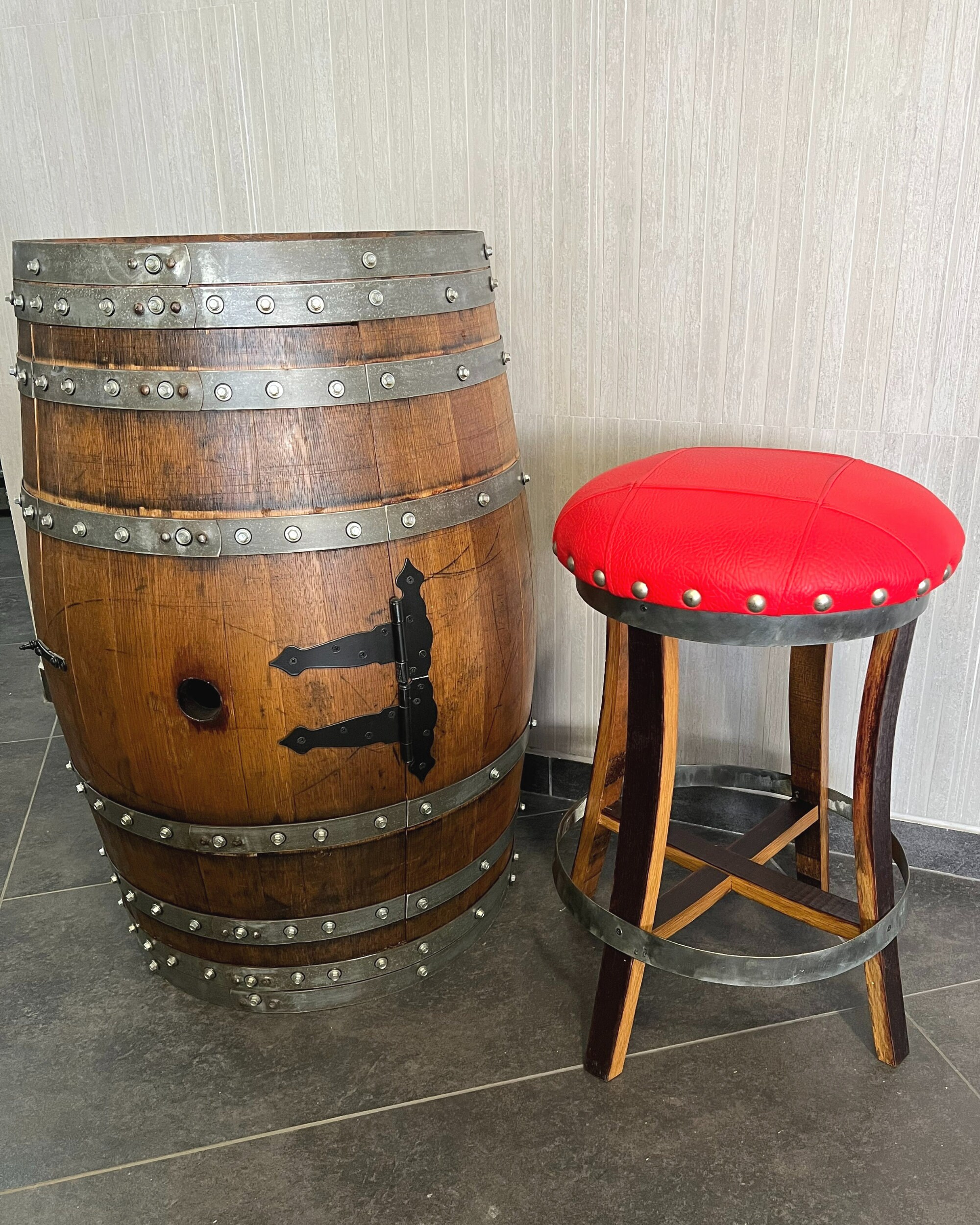Wine Barrel Stave Bar Stool Red barrel Chair Wine Barrel Etsy