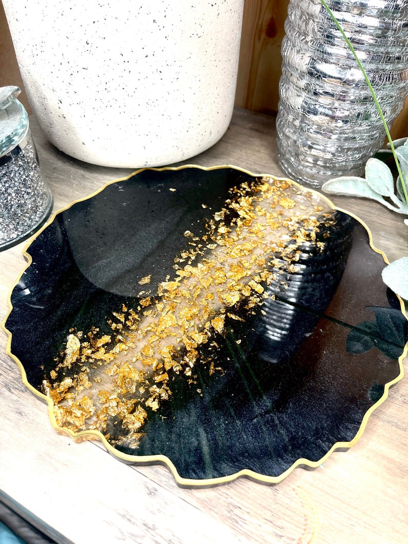 Decorative Black and Gold Tray Set Home or Office Decor Etsy