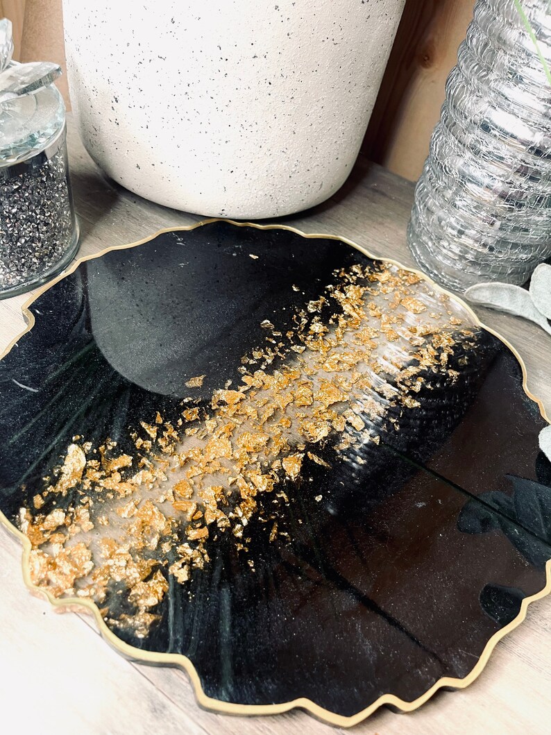 Decorative Black and Gold Tray Set Home or Office Decor Etsy