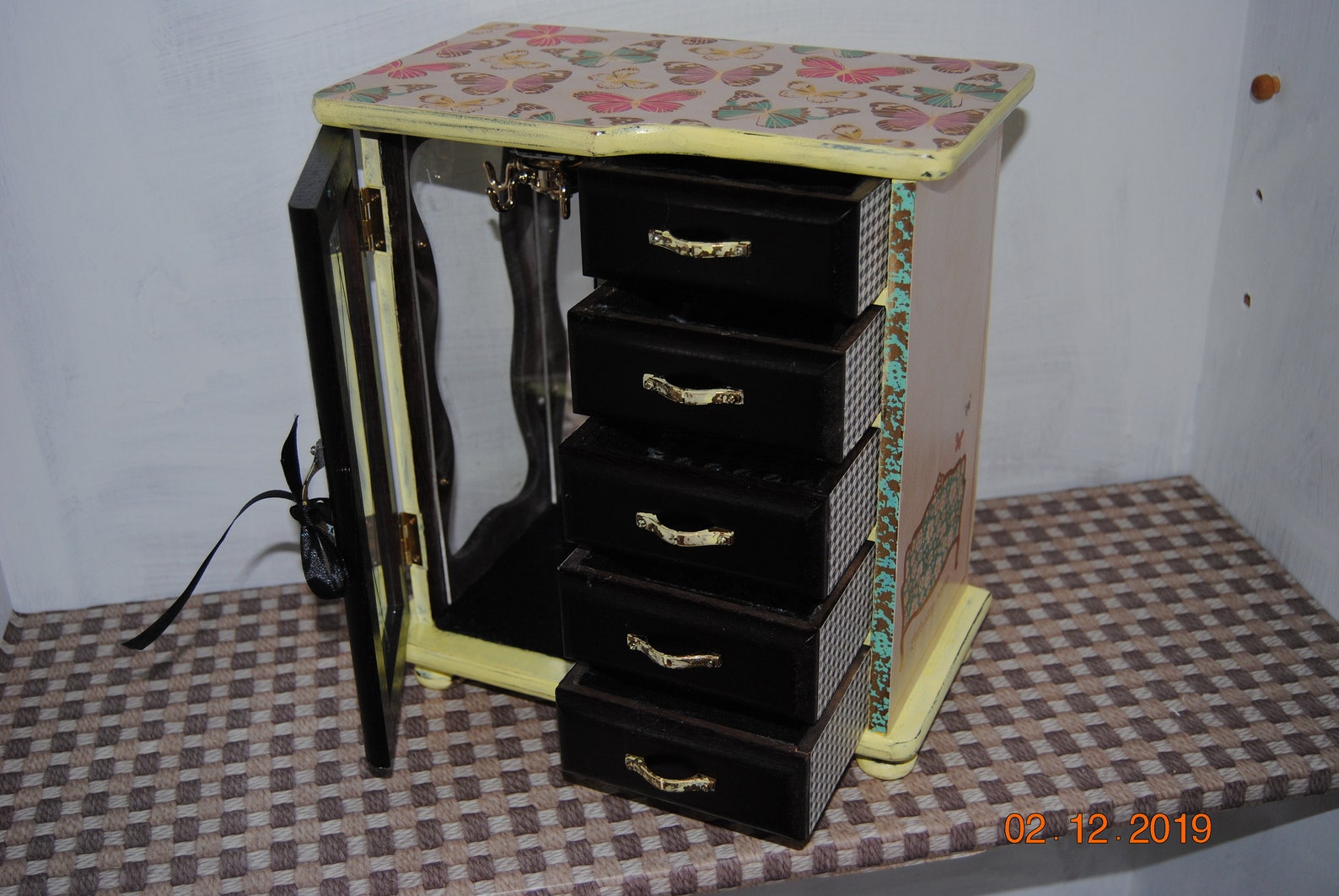 Large Hand Painted Jewelry Armoire with 5 drawers. Upright Etsy