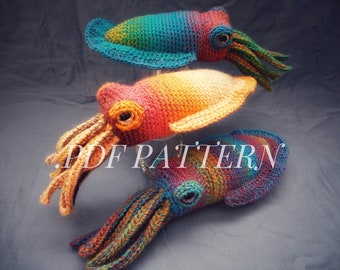 PATTERN ONLY Rainbow Cuttlefish Amigurumi Crochet