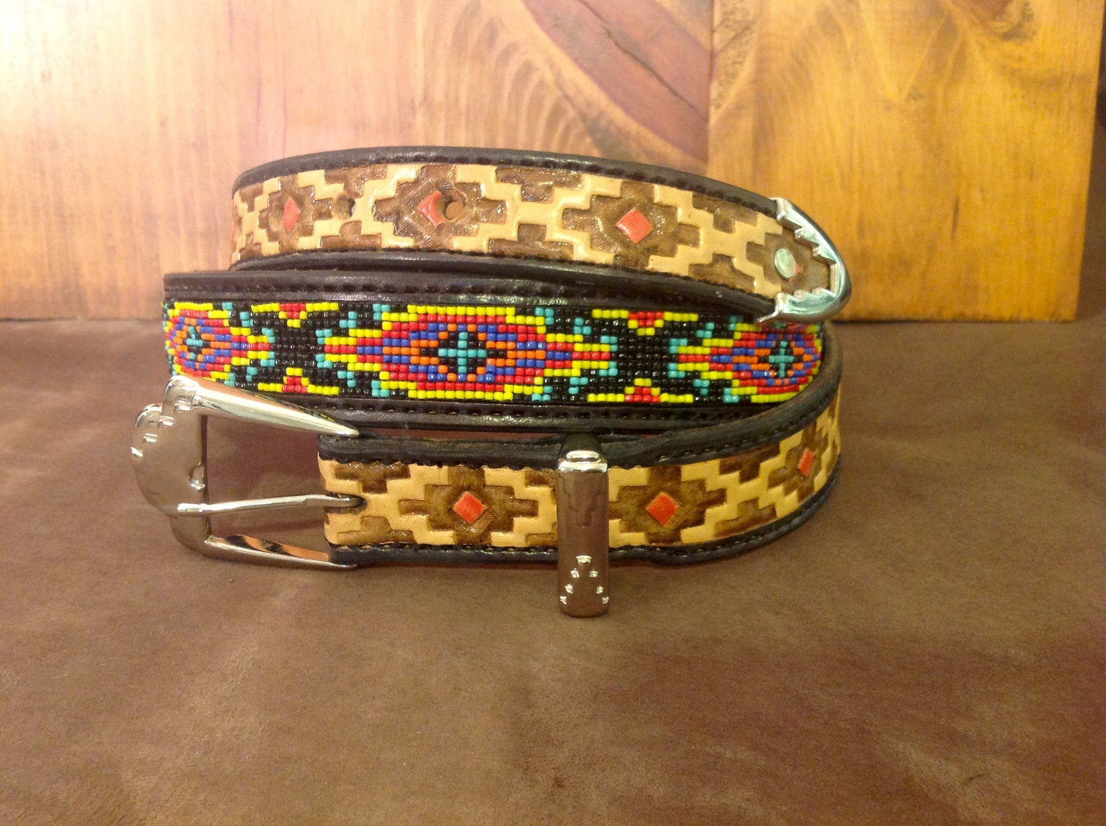 Custom western beaded belt men's belt women's belt Etsy