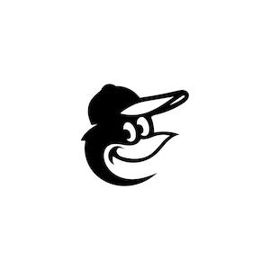 May include: A monochrome cartoon illustration of a bird's head wearing a baseball cap. The bird has a smiling beak and large, round eyes. The image is a logo, possibly for a sports team or brand.