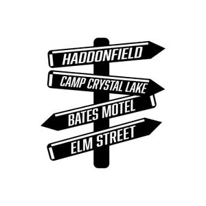 Horror Movie Directions Decal – Horror | Movie | Custom Sticker | Die Cut | Laptop | Waterbottle | Bumper | Window
