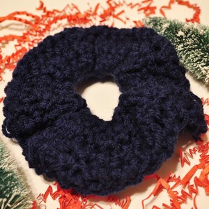 Navy Blue Crochet Scrunchie