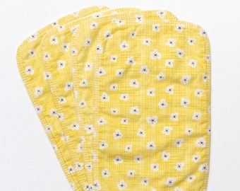 3-ply Unpaper Towels, Cloth Paper Towels, Reusable Paper Towels, Cloth Wipes, Eco-Friendly, Zero Waste, Yellow/White Flowers