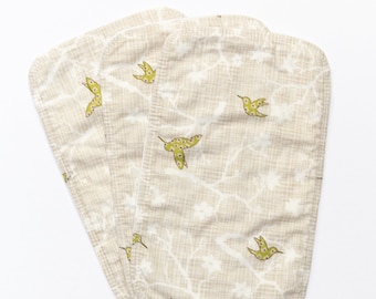 3-ply Unpaper Towels, Cloth Paper Towels, Reusable Paper Towels, Cloth Wipes, Eco-Friendly, Zero Waste, Gray/Green Birds