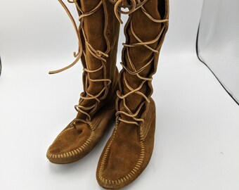 tall moccasin boots womens