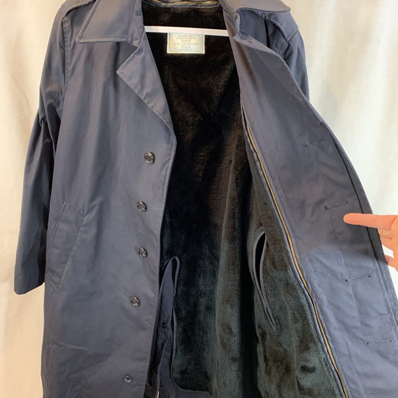 Military Trench Coat All Weather Blue Removable Sherpa Liner Etsy