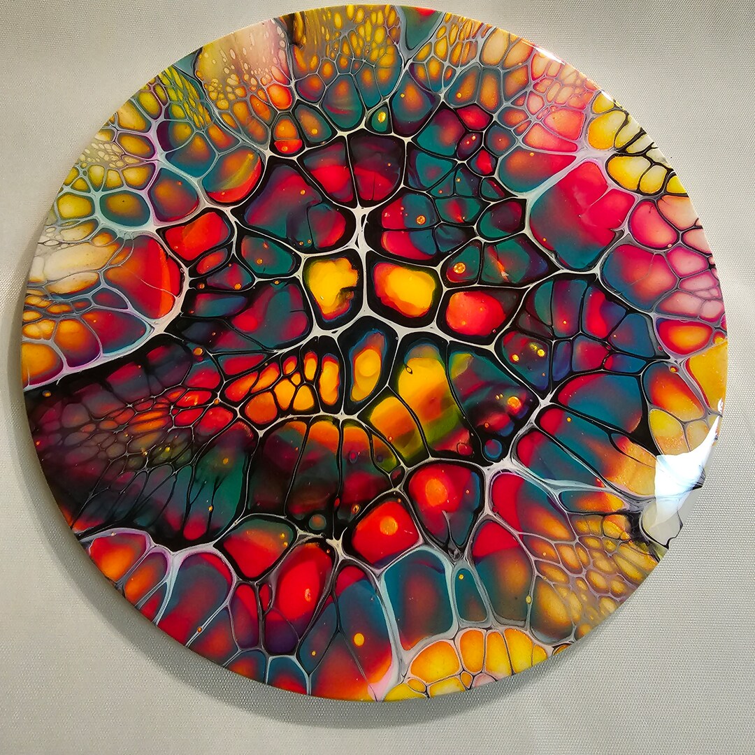 8 Round Sheleeart Bloom Acrylic Painting Finished With Resin on MDF ...