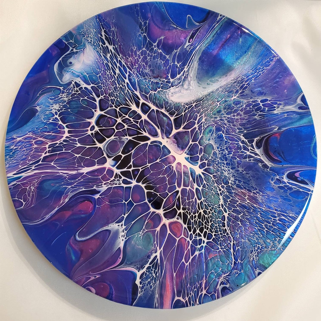 10" Abstract Fluid Art Round Canvas Painting: Sheleeart Bloom Technique ...