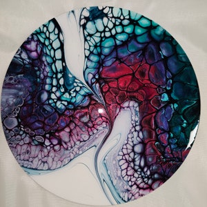 30 cm ronde Sheleeart Swipe acrylverf afgewerkt met hars (op MDF-plaat) - schildersezel inbegrepen