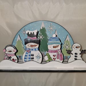 Muñeco de nieve de madera cortado con láser, estante para velas de té, espacios en blanco para bricolaje