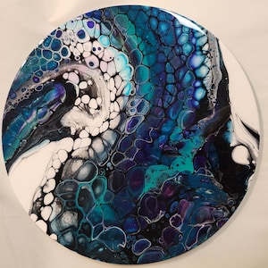 Sheleeart Swipe acryl schilderij afgewerkt met hars (op MDF-bord) - Schildersezel inbegrepen - 12"