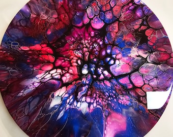 Pintura abstracta de flores recubierta de resina: arte mural hecho a mano, 30 cm