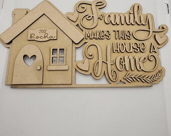 Laser Cut Wood DIY Blanks for Painting | Personalized Home Decor | Shelf Sitter Tea Light Holder | Family | Home | Farmhouse | DIY Crafts