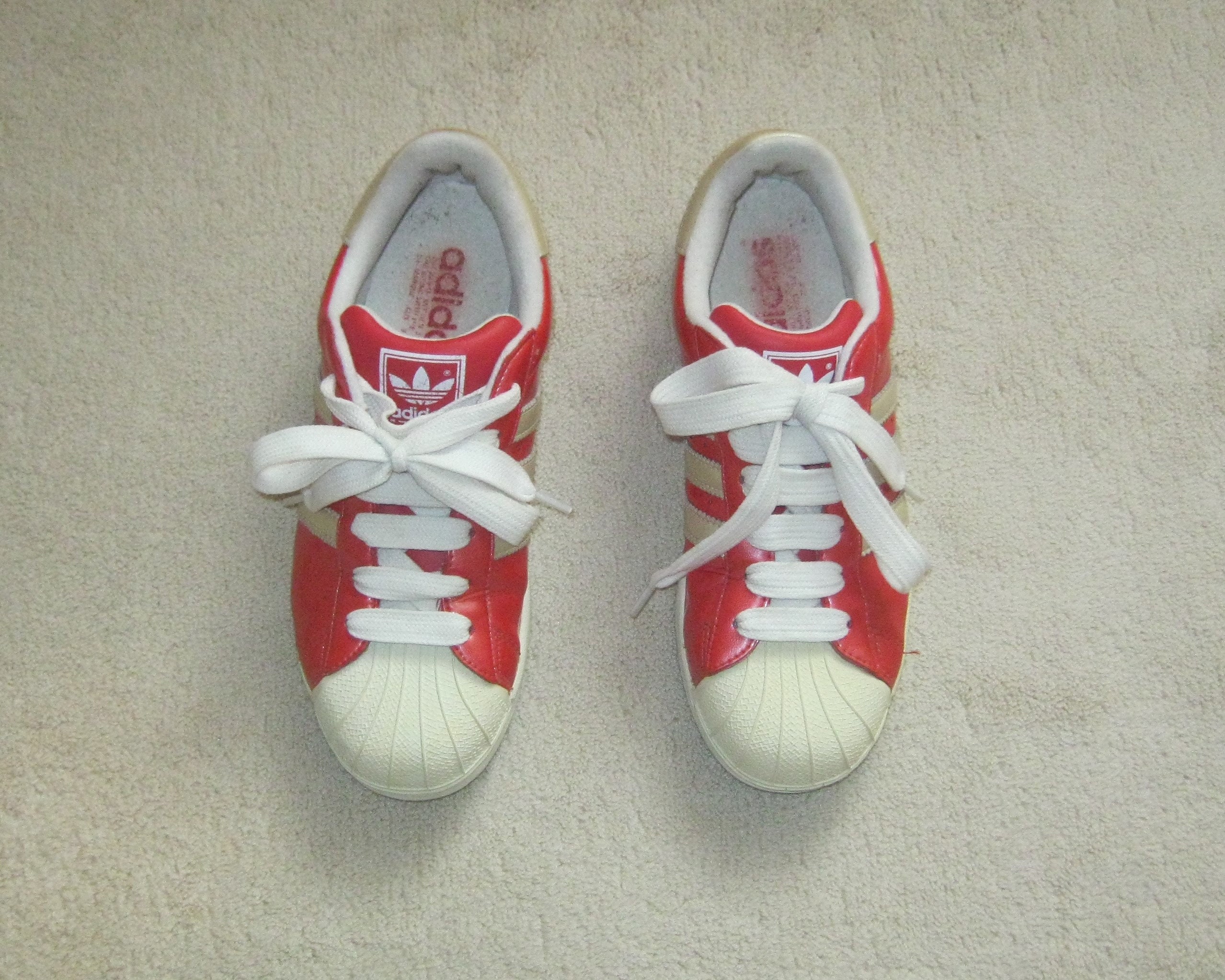 Vintage Adidas Sneakers Red Lacquer With Beige Stripes | Etsy Canada