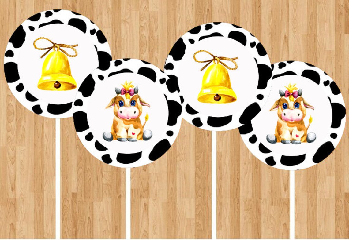 Cow Baby Girl Cupcake Toppers Bull Birthday Party Etsy