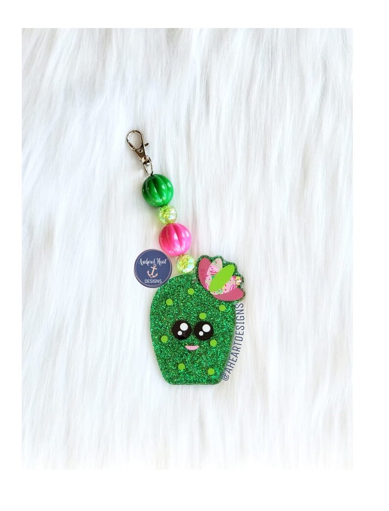 Cactus Keychain Plant Lover Keychain Plant Keychain Green Plant Keychain