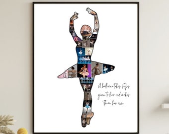 Plantilla de collage de fotos de bailarina personalizada, regalo personalizado para bailarina de ballet, regalo de Navidad para mujer, impresión de baile, fiesta de baile