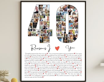 40 redenen waarom ik van je hou bewerkbare sjabloon 40e verjaardagscadeau voor hem aangepaste fotocollage fotolijst afdrukbaar cadeau voor vriend echtgenoot