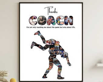 Custom Thanks Coach Collage Template Thank You Wrestling Coach Gift Photo Collage Personalized Gift for Coach Senior Night Wrestling Poster