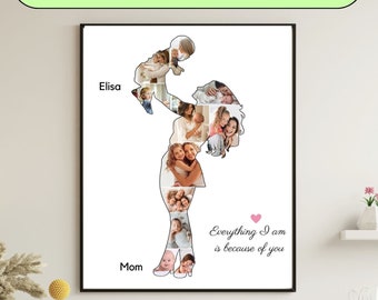 Custom Mom Baby Photo Collage Template Personalized Gift for New Mom Gift from Husband or Mother-in-Law Mother's Day Gift New Born Baby Gift
