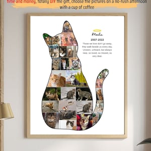 Custom Digital Gift for Cat, Cat Memorial Collage Template, Cat Memorial Photo, Remember Feline Cat Death Pet Loss Memory, Remembering