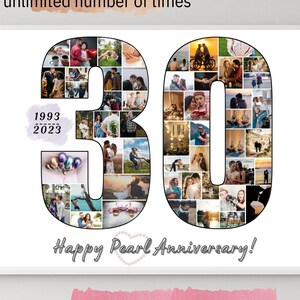 30e verjaardag fotocollage, gepersonaliseerde 30e fotocollagesjabloon, pareljubileum, beste vrouw sinds 1993, Valentijnsdag