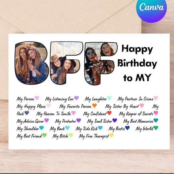 Personalized BFF Birthday Card Template Printable Funny Greeting Card for Best Friend Soul Sister Birthday Card for Her Friend Card for Girl