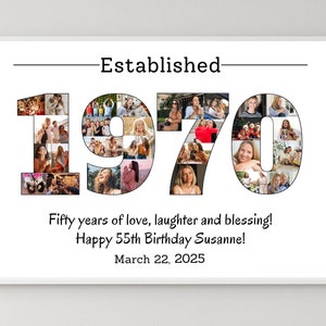 Custom 1970 Collage Template 55th Birthday Picture Collage Gift for Man Printable 55th Birthday Gift for Women Personalized Gift for Mom Dad
