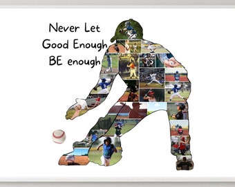 Baseball Photo Collage Custom Baseball Gifts Personalized Baseball Decor Editable Template, Baseball Gift for Husband Boys Senior Gifts