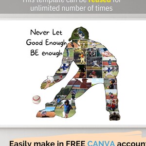 Baseball Photo Collage Custom Baseball Gifts Personalized Baseball Decor Editable Template, Baseball Gift for Husband Boys Senior Gifts