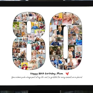 Custom 80th Birthday Photo Collage Template Personalized 80 Years Old Birthday Photo Gift for Men or Women 80th Birthday Poster Printable