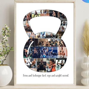 Collage photo Kettlebell personnalisé Collage d'exercices Kettlebell à Imprimer Cadeau pour Femme Homme Cadeau de Crossfit Gymnastique