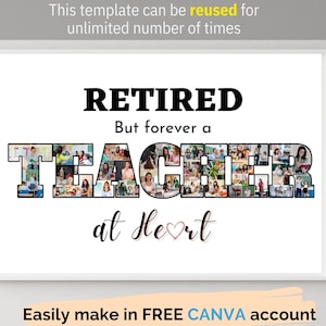 Custom Retired Teacher Photo Collage Template Photos Gift for Men Women Teacher Retirement Gift from Student, Retirement Party Decor Ideas
