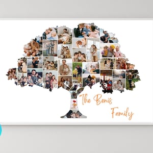Custom Family Tree Collage Template Editable Personalized Family Tree Photo Frame Picture Collage Gift for Grandparents Birthday Printables