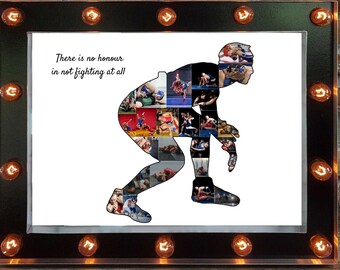 Benutzerdefinierte Wrestling Man Foto-Collage-Vorlage personalisiertes Geschenk für Wrestler Wrestling Player Collage Senior Nacht Poster Geschenk für Männer Jungen