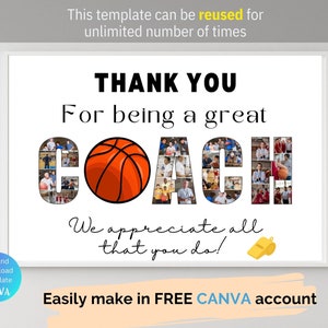 Collage photo personnalisé d'entraîneur de basket-ball, cadeau de remerciement pour entraîneur, cadeau d'entraîneur de basket-ball pour lui