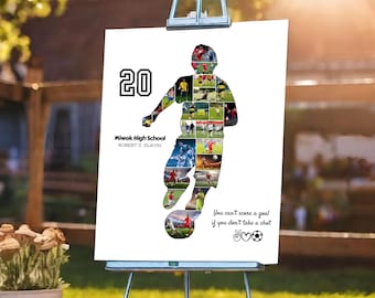 Custom Soccer Photo Collage Template Personalized Gift For Men for Boys Kids Soccer Collage Poster High School Soccer Boys Senior Gifts