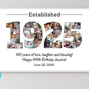 Custom 1925 Birthday Gift Photo Collage Template Personalized 100th Birthday Gift for Grandpa Grandpa Gift for Men Woman Born in 1925