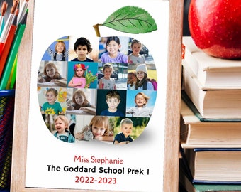15 Students Custom Apple Teacher Photo Collage Template Personalized Teacher Appreciation Gift Preschool Kindergarten Gift from Class Prints