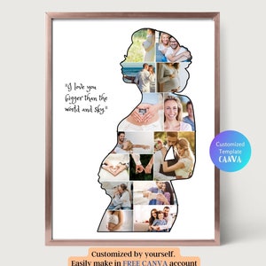 Plantilla de collage de mujer embarazada personalizada, regalo fotográfico para esposa, hija, amiga, regalo personalizado para nueva mamá, regalo imprimible para el Día de la Madre